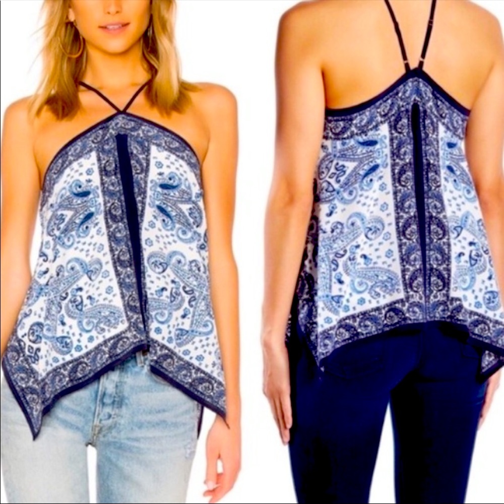NWOT Joie Blue Paisley Bandana Silk Top